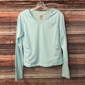 Adidas Size Medium Baby Blue V Neck Top